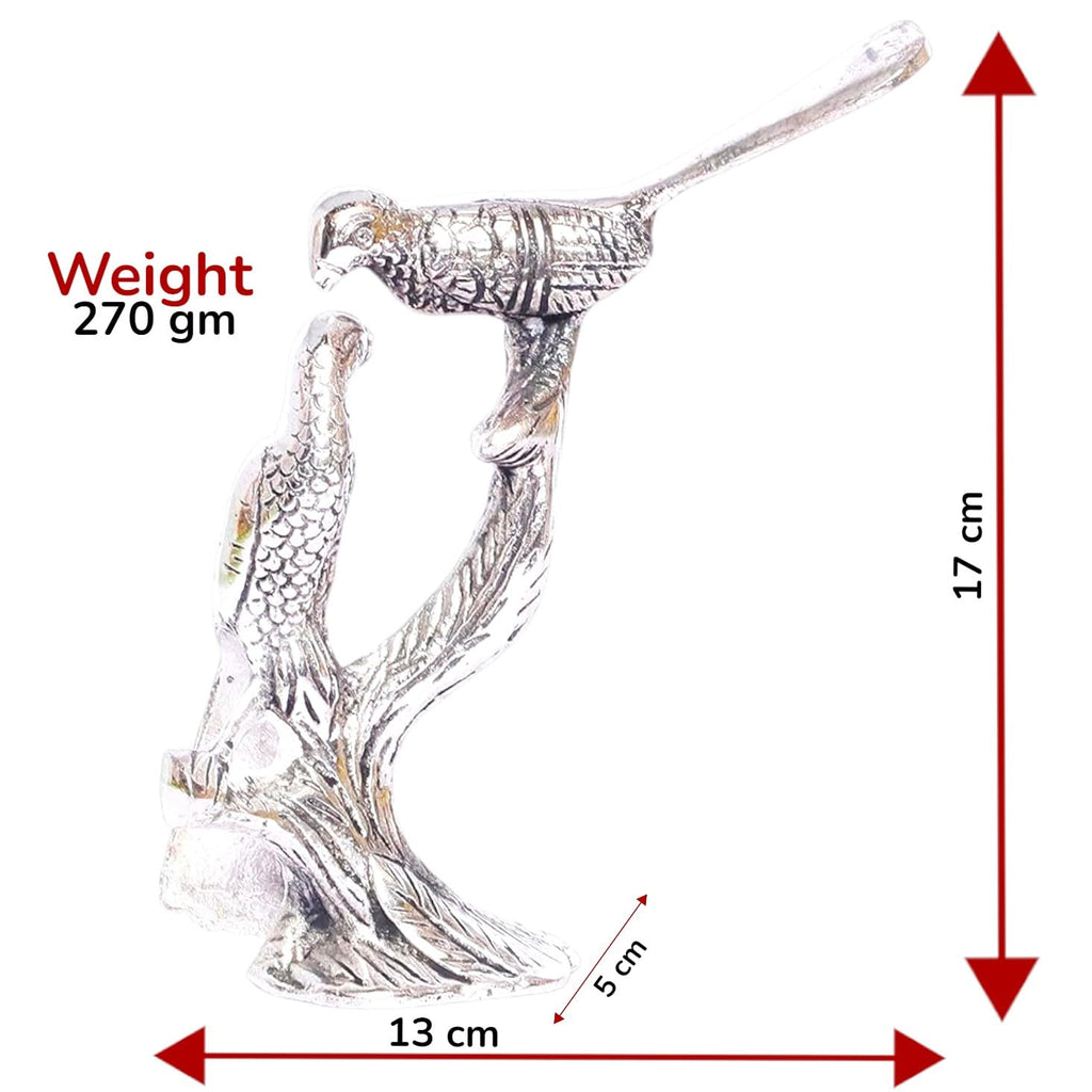 KridayKraft Love Birds Couple Kissing Sitting on Tree,Animal Showpiece for Home Decorative Statue, Gift for Boyfriend,Girlfriend,Wife,Husband,Friends,Happy Home Decoration Idol Showpiece (Silver)