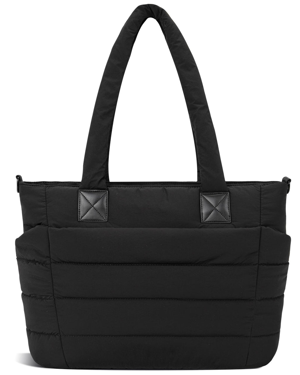 GASSDA Tote Bag for Women Puffer Work Tote Handbag Large Quilted Nurse Bag with Zipper for Travel, Black, Large