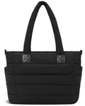 GASSDA Tote Bag for Women Puffer Work Tote Handbag Large Quilted Nurse Bag with Zipper for Travel, Black, Large
