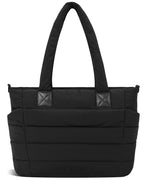GASSDA Tote Bag for Women Puffer Work Tote Handbag Large Quilted Nurse Bag with Zipper for Travel, Black, Large