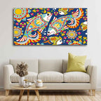 VIBECRAFTS Canvas Paintings for Living Room Drawing Room Madhubani Art Canvas Wall Painting Fitted With Wooden Frame for Home | Office | Gift (PTVCH_2405)
