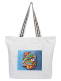 WOTM On The Move Tote | Premium Printed Cotton Canvas Tote Bag with Zipper & Inside Pocket, Stylish Everyday Travel Bag for Work, College, Office, Travel, Shopping (Go Green)