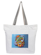 WOTM On The Move Tote | Premium Printed Cotton Canvas Tote Bag with Zipper & Inside Pocket, Stylish Everyday Travel Bag for Work, College, Office, Travel, Shopping (Go Green)