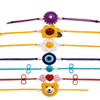 Crochet Rakhi Bracelets with Pearl Beads, Set of 7