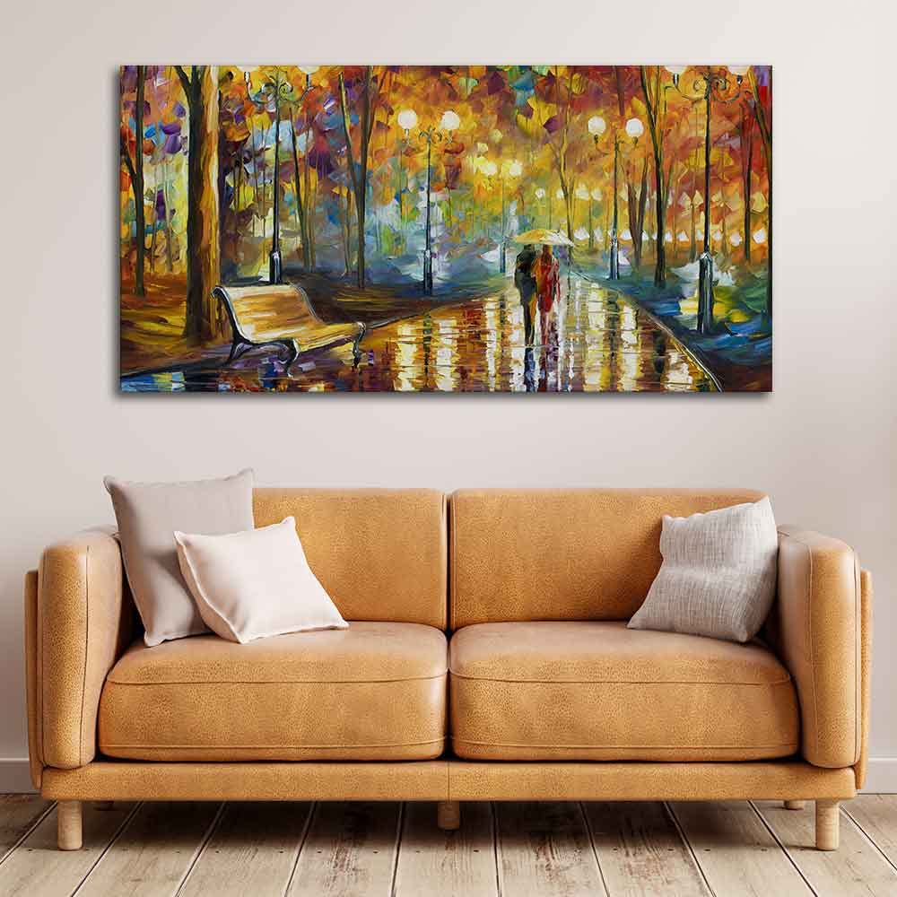 VIBECRAFTS Homcraft Canvas Paintings for Living Room Drawing Room Rain's Rustle Canvas Wall Painting Fitted With Wooden Frame For Home | Office | Living Room | Gifts (PTVCH_2534N)