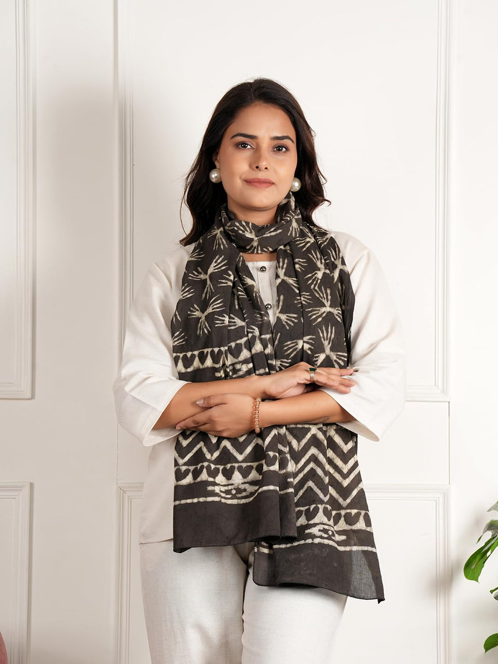 RAI SAHAB Fancy Scarf Lightweight & Comfortable for All Seasons(ST-65BLK10)