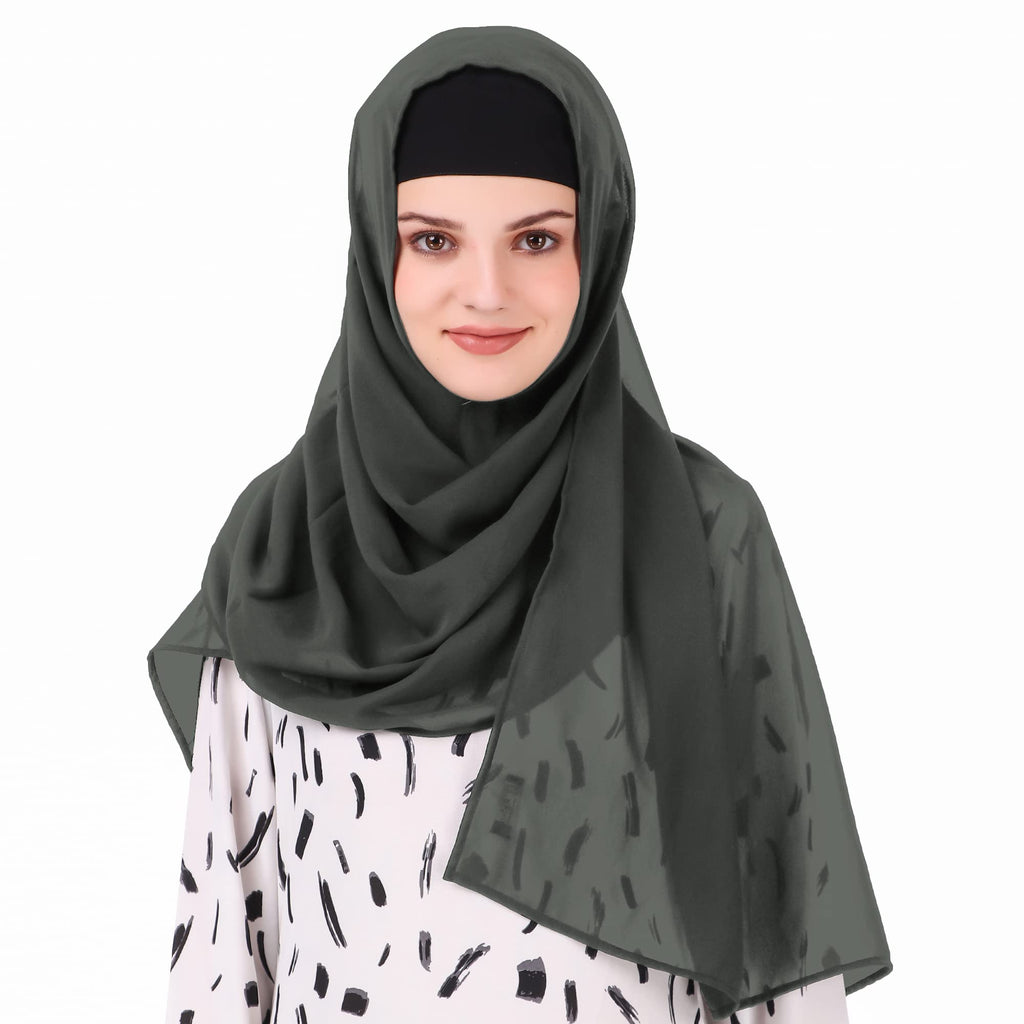 MyBatua Long Hijab in Breathable Soft Georgette large Head Wrap, Wholesale Price, 1pc Scarf HJ-020 (100x225 cm, Dark Grey)
