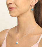Clara 925 Sterling Silver Sky Blue Eye Pendant Earring Chain Gift for Women
