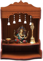 FIRKIRI Beautiful MDF Wooden Temple/Home Temple/Pooja Mandir/Wall Hanging and Table Top Home Mandir Temple/Home Decor Beautiful Wooden Temple (Wooden Bell)