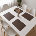 The Table Tales Premium Double-Sided PU Leather Placemat Set of 4 | Reversible Waterproof Heat Resistant Table Mats | Kitchen Dining Accessories | 45 x 30 cm (Brown & Turmeric) Kafalo