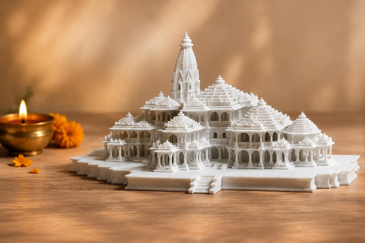 Ayodhya Ram Mandir 3D Printed Marble Finish Temple Model 26x17x11cm