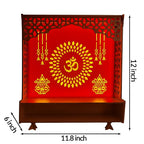 Wooden LED Light Pooja Mandir with Om Symbol and Kalash Design | Wall Mounted or Table Top Temple for Home | Decorative MDF Temple with Laser Cut Design & Drawer