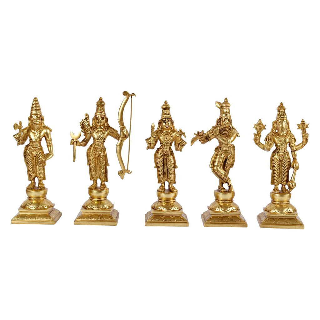 ARTVARKO Brass Dashavatara Dasavatharam of Lord Vishnu Statues Ten Incarnations Avatars Idol Murti for Mandir Puja Temple Height 9.5 Inches.