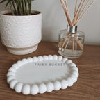 FAIRY BUCKET ™ Aesthetic Handmade Concrete Jewelry Tray Trinket Dish, Decorative Oval Vanity Key Tray for Women, Ring Holder Dish, Cute White Jewelry Plate Bowl Room Decor Aesthetic (Oval)