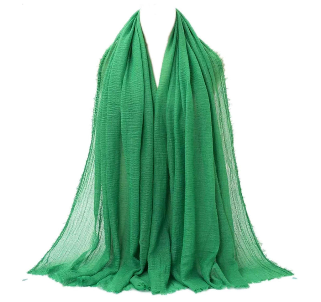 IBA ISBA COLLECTIONS Women's Crinkle Cotton Scarf, Stoles, Hijab (80 x 190 Cms) (Jade Green)