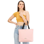 Caprese womens MACY T Large PINK/BLACK Tote Bag