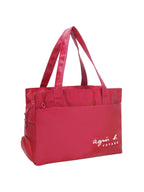 Pbs Creations Women’s Tote Bag | 3 Compartments | Bottle & Umbrella Pocket | Front, Back & Inner Zipper Pockets | Office, Travel & Shopping Handbag | Water-Resistant | 27 x 41 x 17 cm – Pink