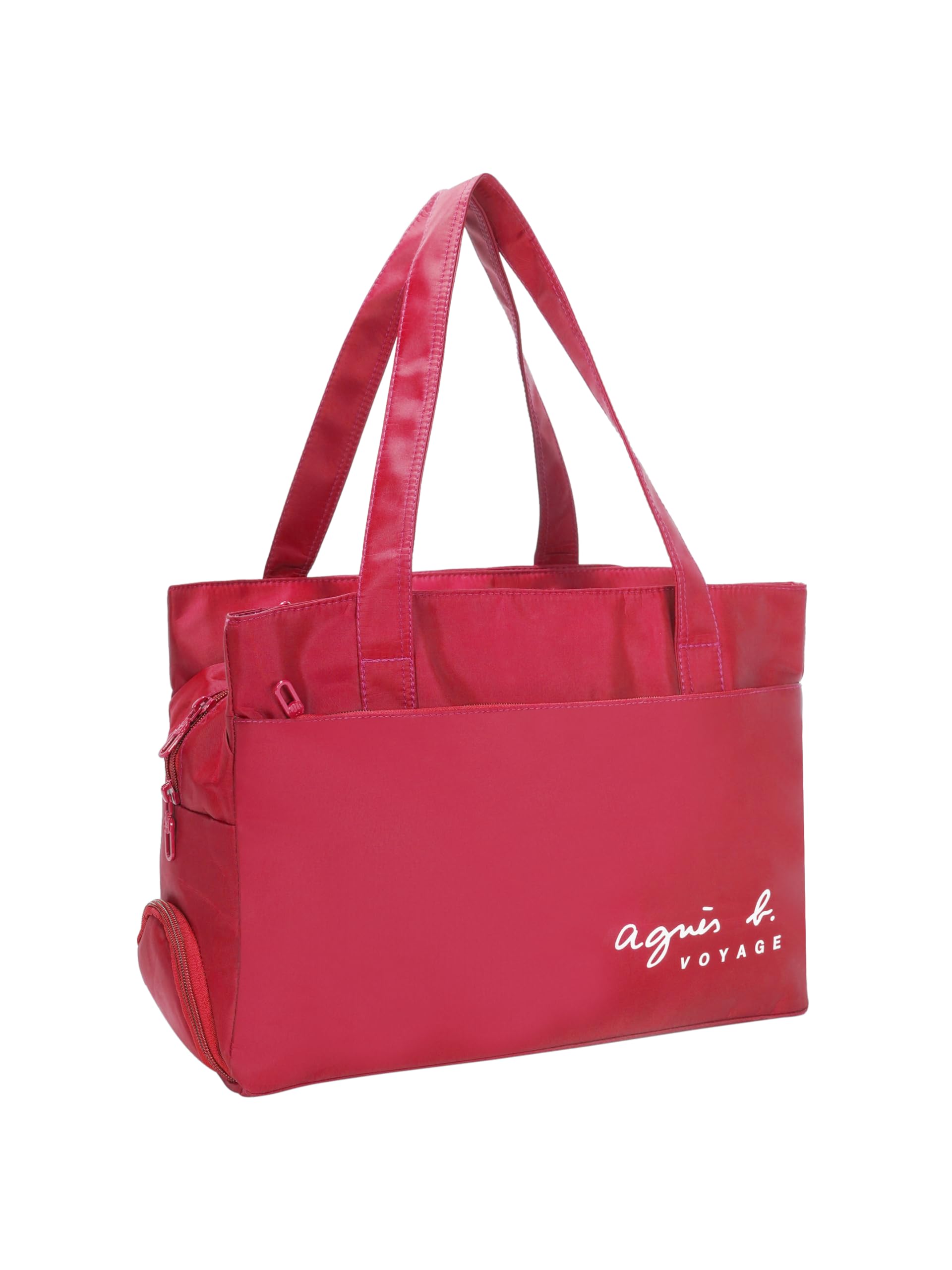 Pbs Creations Women’s Tote Bag | 3 Compartments | Bottle & Umbrella Pocket | Front, Back & Inner Zipper Pockets | Office, Travel & Shopping Handbag | Water-Resistant | 27 x 41 x 17 cm – Pink