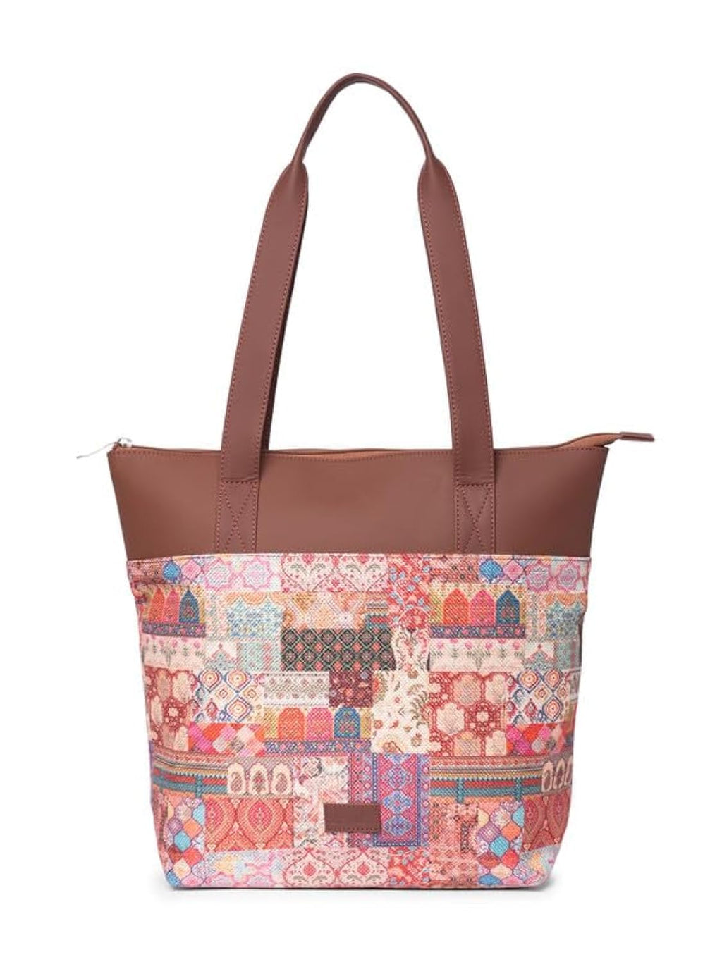 ZOUK Kutch Gamthi Abstract Printed Women's Jute Handcrafted Vegan Leather Multicolor Everyday Tote