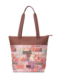 ZOUK Kutch Gamthi Abstract Printed Women's Jute Handcrafted Vegan Leather Multicolor Everyday Tote