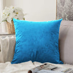 Khooti Velvet Cushion Cover, 20x20 | Bondi Blue | Pack of 1 | Solid Plain Soft & Smooth, Decorative Cushion Covers for Living Room, Bedroom, Couches, Chairs, Sofas, Beds & Home Decor