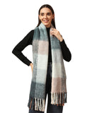 Ravaiyaa - Attitude is everything Women Reversible Acrylic Wool Scarf Winter Wear Muffler Designer Scarves 72x14 Inch (Blue & Pink Checked)
