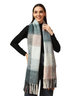 Ravaiyaa - Attitude is everything Women Reversible Acrylic Wool Scarf Winter Wear Muffler Designer Scarves 72x14 Inch (Blue & Pink Checked)