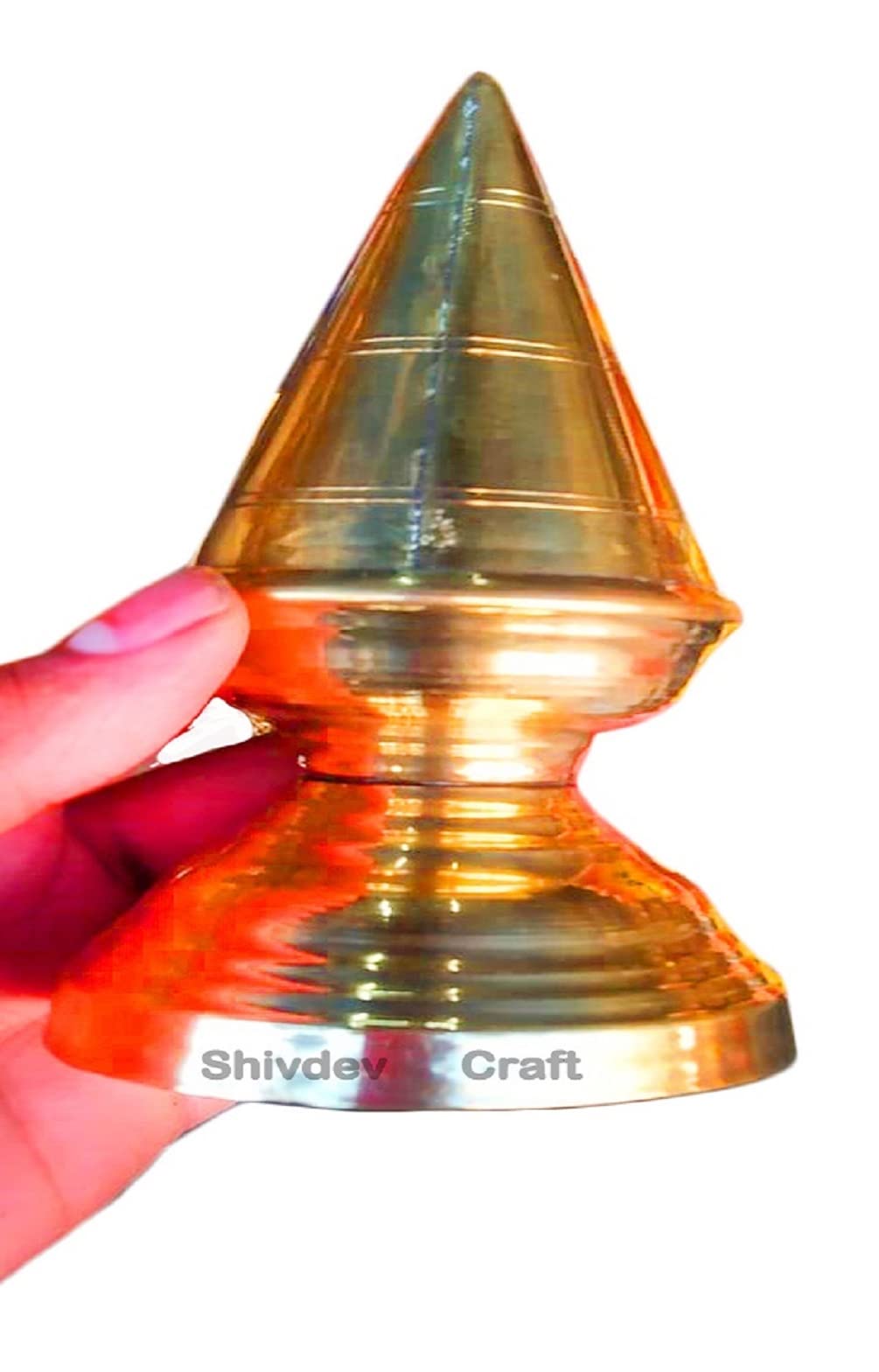 SHIVDEV CRAFT Temple Kalash Mandir Shikhar Temple Top Gumbad Dom Kalash (2 Steps, Brass, Golden, 6 Inch Height)