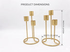 Metal Core 3-Head Gold Taper Candle Holder | Modern Metal Candelabra Centerpiece | Decorative Minimalist Candlestick Stand for Dining Table, Living Room, Weddings & Diwali Decor