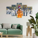 VIBECRAFTS Radhe Krishna Canvas Wall Painting Set of Five For Home|Office|Living Room|Gift (PTVC5Pcs1_5540)