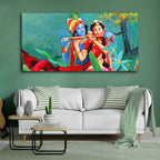 VIBECRAFTS Canvas Paintings for Living Room Drawing Room Abstract Art Radha Krishna Canvas Wall Painting Fitted With Wooden Frame For Home | Office | Living Room | Gift (PTVCH_2477)