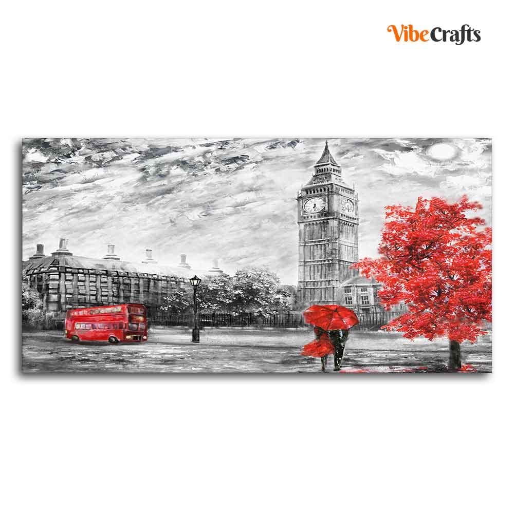 VIBECRAFTS Canvas Paintings for Living Room Drawing Room City View Of London Canvas Wall Painting Fitted With Wooden Frame for Home | Office | Gift (PTVCH_2445NN)