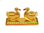 KridayKraft Swan Duck Shap Haldi,KumKum Holder,Chandan Roli Box,Love Birds Couple Duck Pair Chopda,Kumkum Dani,Chawal,Akshat,Haldi use for Pooja,Animal Showpiece & Return Gift Article...