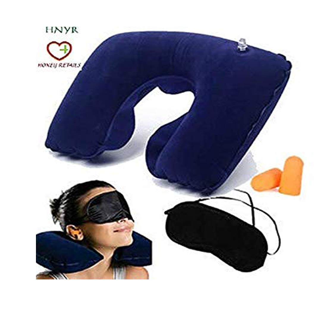 GREELI Rover Travel Neck Pillow – Soft Fiber Filled with Snap Button, Plush Fabric, for Flight, Bus, Car, Neck Pain Relief (Grey with Eye Mask)