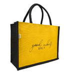 JUTEKA quote printed Jute Bag for Lunch, Office, Grocery, Picnic, Tiffin, Shopping Hand Bag with padded cotton handles…