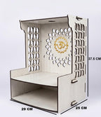GOJEEVA KRAFT Beautiful White Wooden Pooja Stand for Home, Temple, Office, Wall Mounted Puja Mandir with LED Spot Light Size (L- 29 CM, W- 25 CM, H - 37.5 CM)