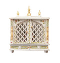 Jodhpur Handicrafts MDF Wood Home Temple Pooja Cupboard for Home Pooja Mandir for Home Big Size 6 Feet (18 inch x 9 inch x 22 inch, White & Green)