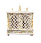 Jodhpur Handicrafts MDF Wood Home Temple Pooja Cupboard for Home Pooja Mandir for Home Big Size 6 Feet (18 inch x 9 inch x 22 inch, White & Green)