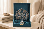 Metal Kalpavriksha Tree for Home Decor - Golden Wish Fulfilling Tree Metal Showpiece for Temple, Vastu, Office Table & Gifting Banyan (No 0 Silver with Box)
