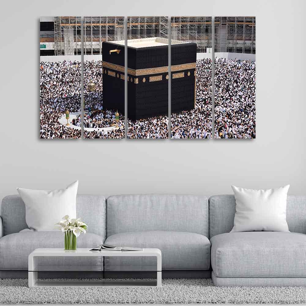 VIBECRAFTS Homcraft Kaaba Premium Wall Painting Set of Five Pieces For Home|Office|Living Room|Gift (PTVC5Pcs4_8563)