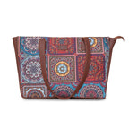ZOUK Multicolour Mandala Printed Jute Handcrafted Vegan Leather Women's Multicolor Structured Tote Bag