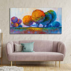 VIBECRAFTS Canvas Paintings for Living Room Drawing Room Canvas Wall Painting of Beautiful Colorful Trees for Home|Office|Gift(PTVCH_2397)(48 x 24 Inches)