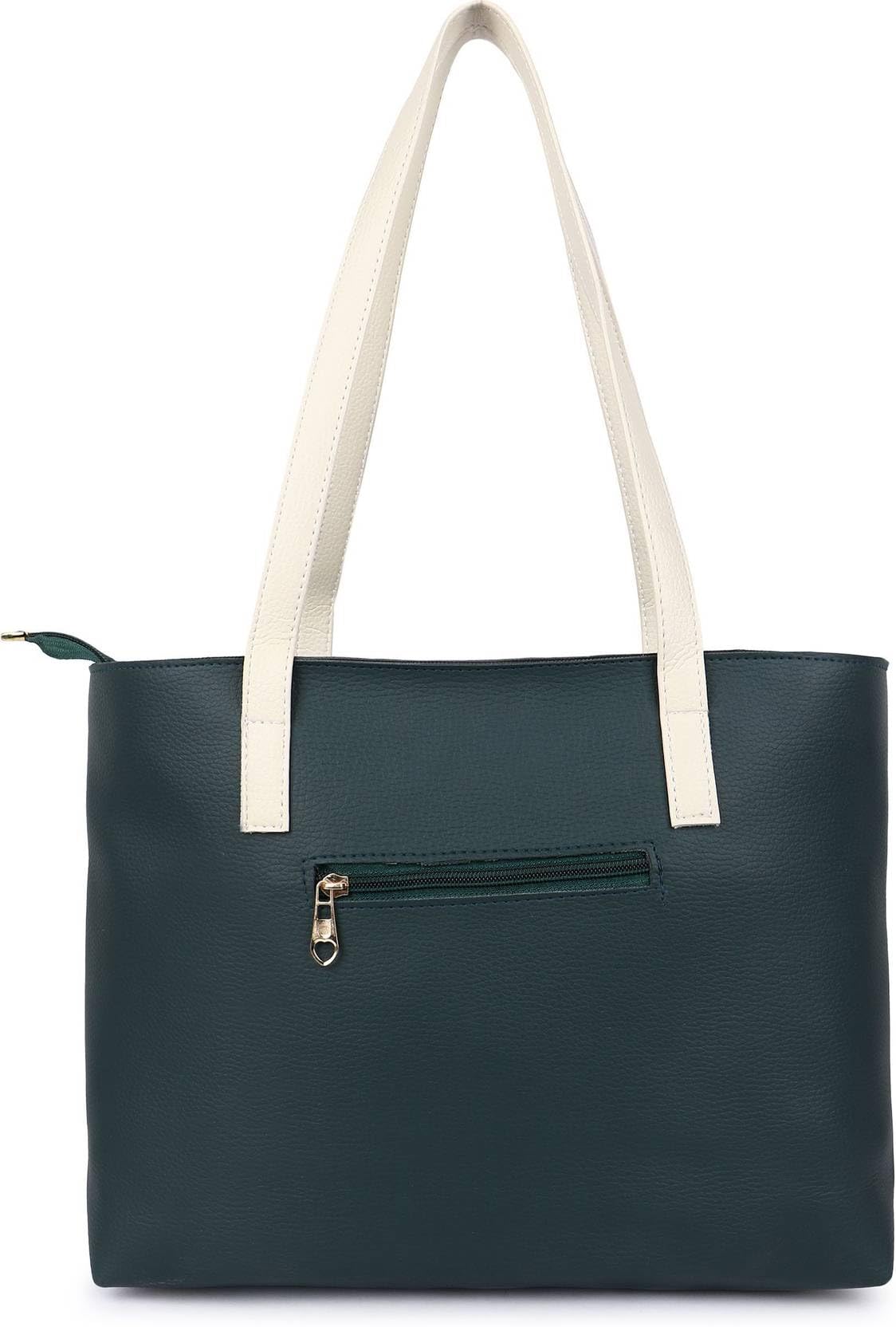 Nexeura Women’s Stylish Handbag | Premium PU Leather Tote Bag for Women | Large Capacity Shoulder Bag for Office, College & Daily Use (GREEN.WHITE)