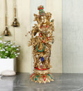 ARTVARKO Big Lord Murli Manohar Krishna Statue Brass Inlay Handwork Murti Gift & Home Temple Décor - Height 25 Inches