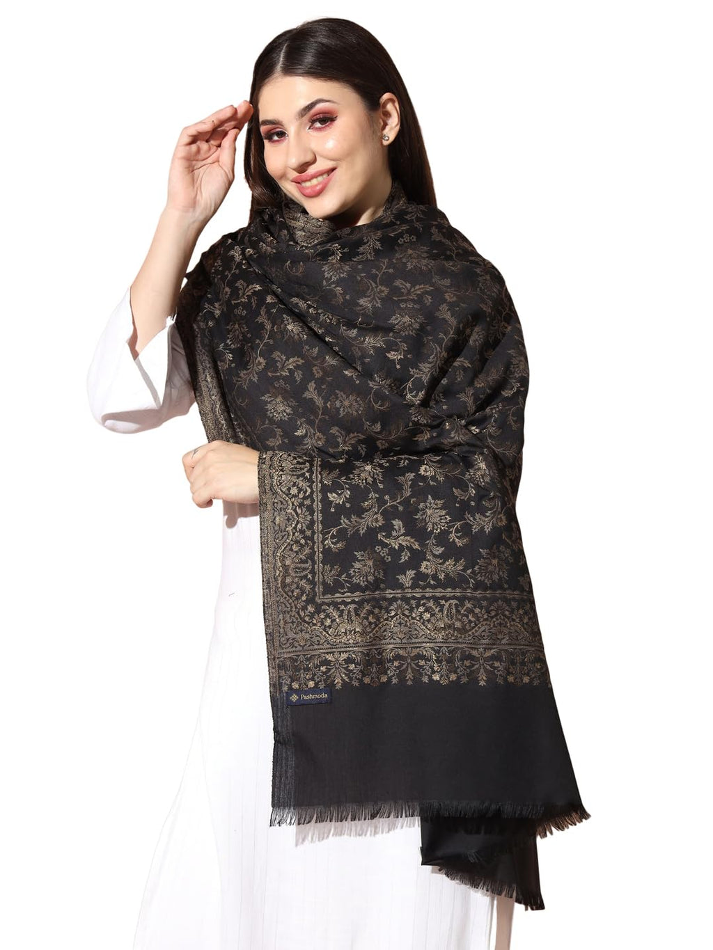 Pashmoda Women Aaraish Woven Design Jamawar Shawl (Size 101X203 CM)