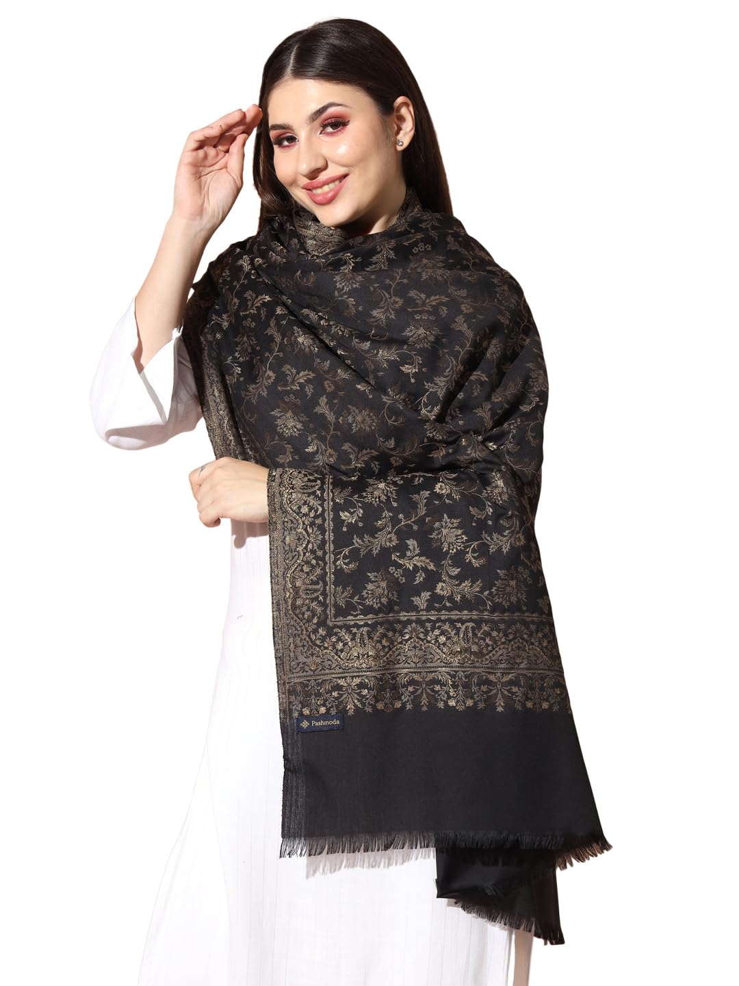 Pashmoda Women Aaraish Woven Design Jamawar Shawl (Size 101X203 CM)