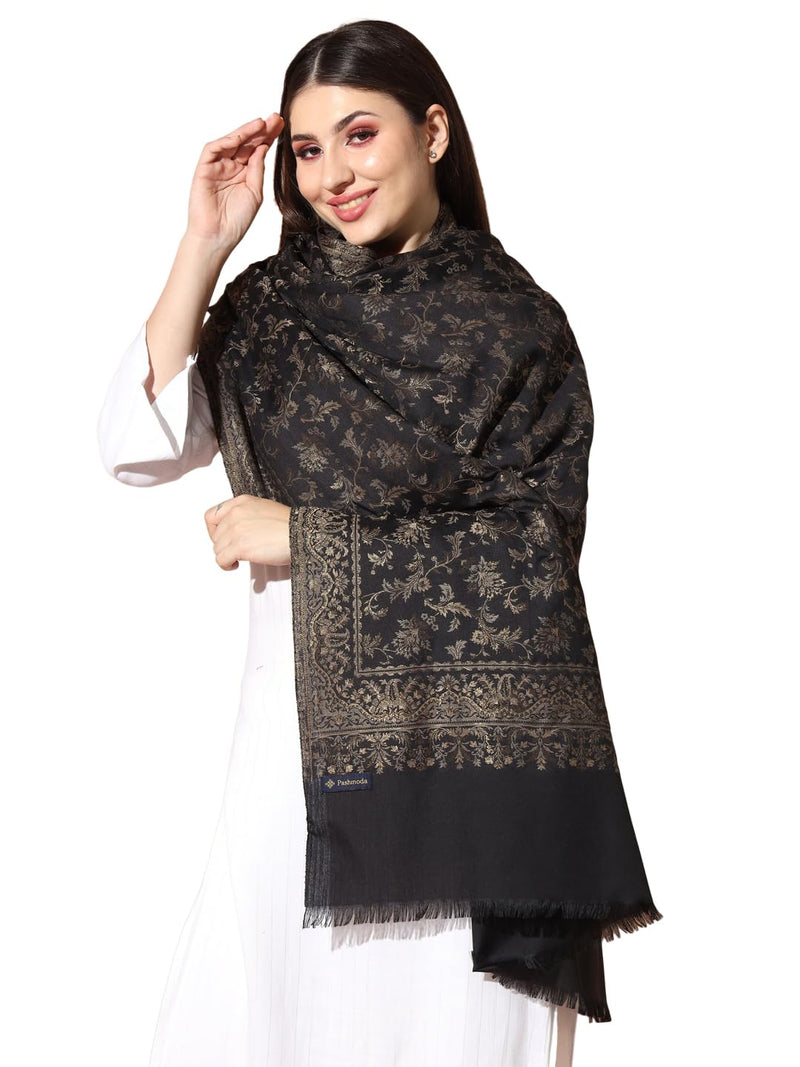 Pashmoda Women Aaraish Woven Design Jamawar Shawl (Size 101X203 CM)