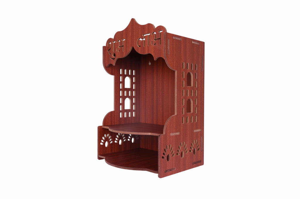 Beautiful Home Decor Wooden Pooja Mandir | Home Temple for Home and Office Puja Wall Mounted Size (L-10.5, W-8.25, H-14 Inch) (Dark)