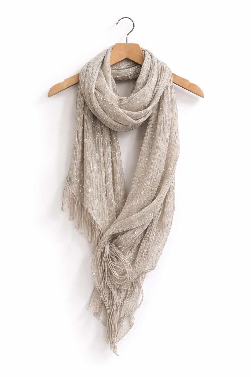 Zen Women's Fashionable Shiny Netted Scarf (Light Silver)