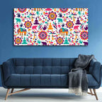 VIBECRAFTS Canvas Paintings for Living Room Drawing Room Madhubani Art Canvas Wall Painting Fitted With Wooden Frame for Home | Office | Gift (PTVCH_2413)